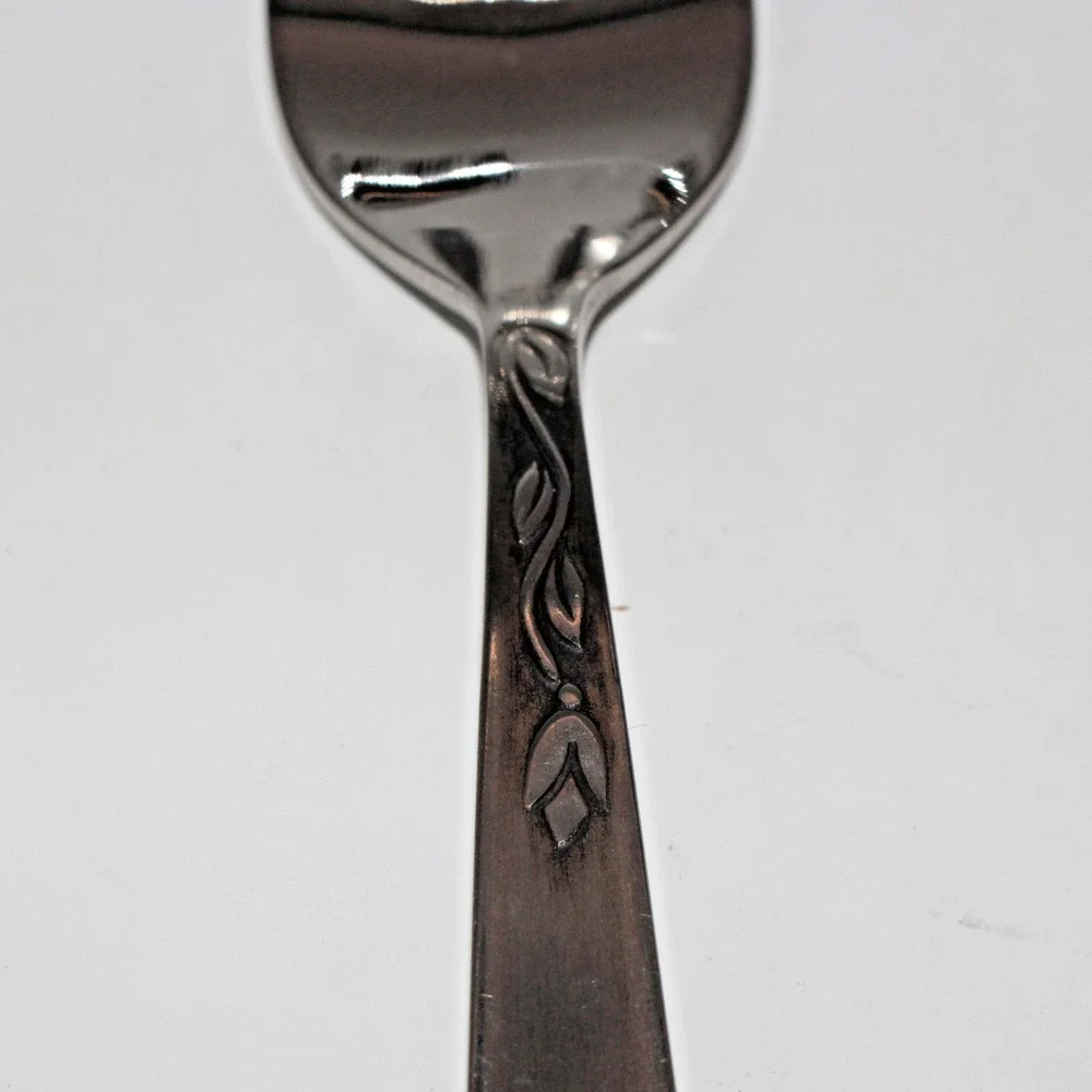 Vintage Set of 4 Amefa Tulip Time pattern stainless salad forks Holland 5 7/8